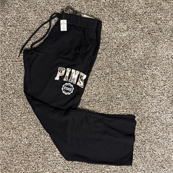 Black and Floral PINK Sweatpants - Picture 2 of 3